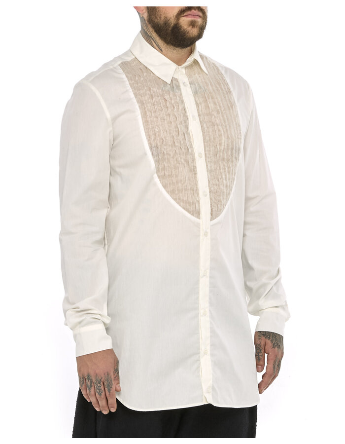 SANDRINE PHILIPPE PLEATED FRONT DRESS SHIRT - DIRTY WHITE