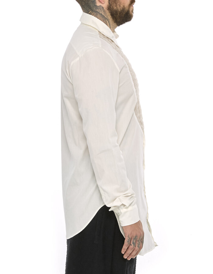 SANDRINE PHILIPPE PLEATED FRONT DRESS SHIRT - DIRTY WHITE