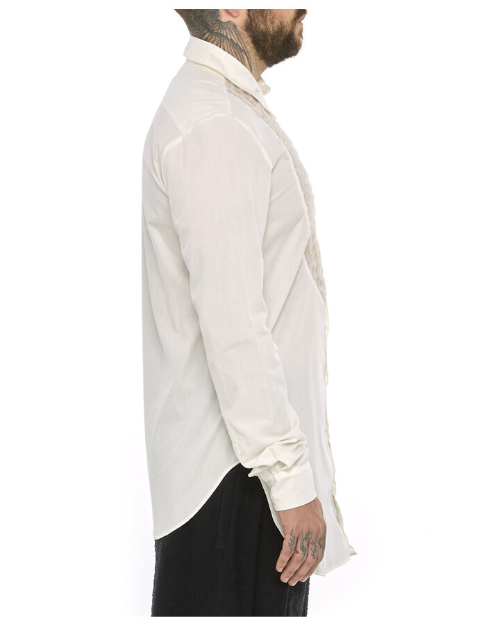 SANDRINE PHILIPPE PLEATED FRONT DRESS SHIRT - DIRTY WHITE