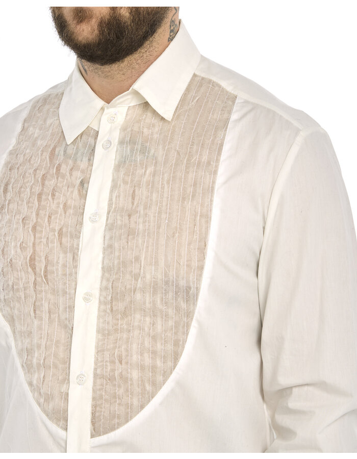 SANDRINE PHILIPPE PLEATED FRONT DRESS SHIRT - DIRTY WHITE