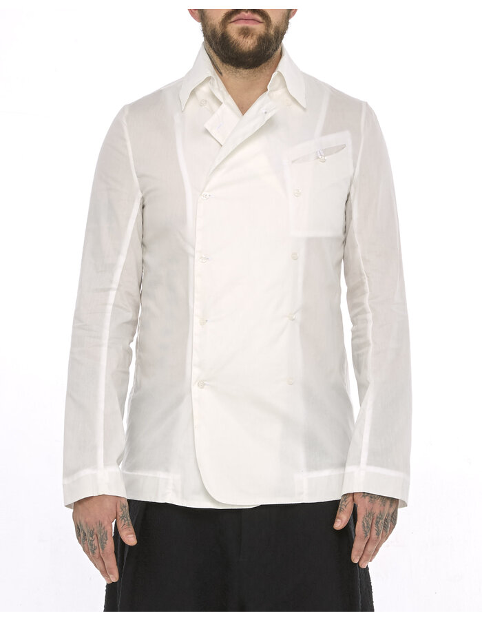 SANDRINE PHILIPPE DOUBLE BREASTED SHAWL COLLAR POPLIN SHIRT - DIRTY WHITE
