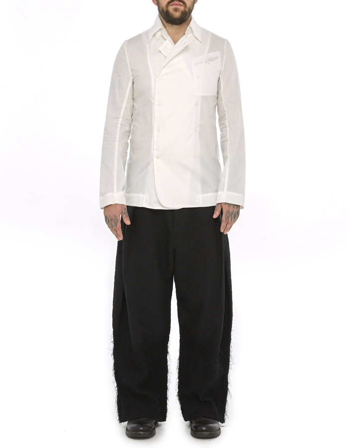 SANDRINE PHILIPPE DOUBLE BREASTED SHAWL COLLAR POPLIN SHIRT - DIRTY WHITE