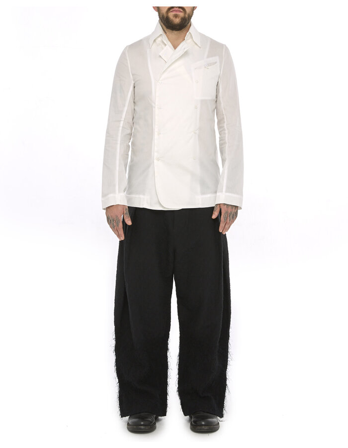 SANDRINE PHILIPPE DOUBLE BREASTED SHAWL COLLAR POPLIN SHIRT - DIRTY WHITE