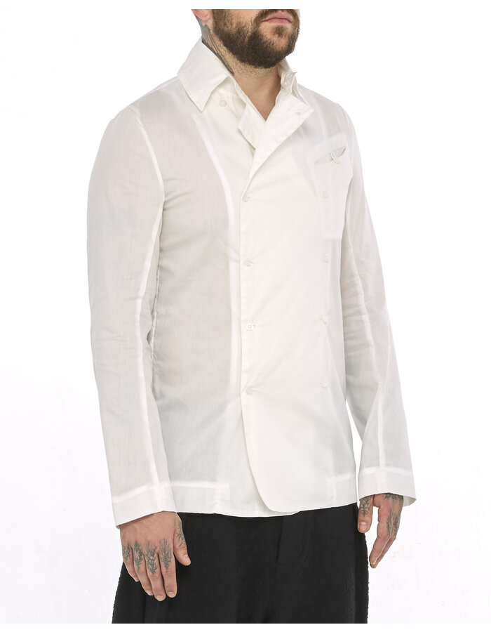 SANDRINE PHILIPPE DOUBLE BREASTED SHAWL COLLAR POPLIN SHIRT - DIRTY WHITE
