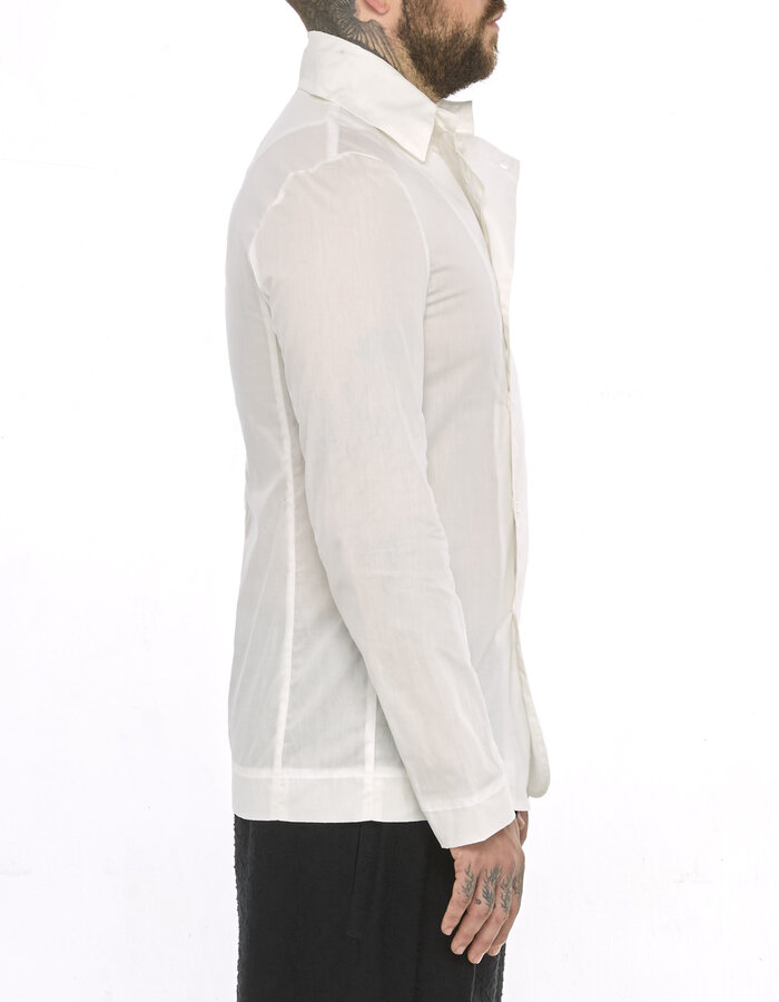 SANDRINE PHILIPPE DOUBLE BREASTED SHAWL COLLAR POPLIN SHIRT - DIRTY WHITE