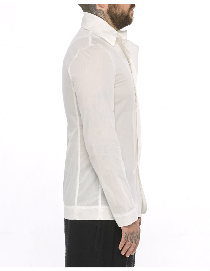 SANDRINE PHILIPPE DOUBLE BREASTED SHAWL COLLAR POPLIN SHIRT - DIRTY WHITE