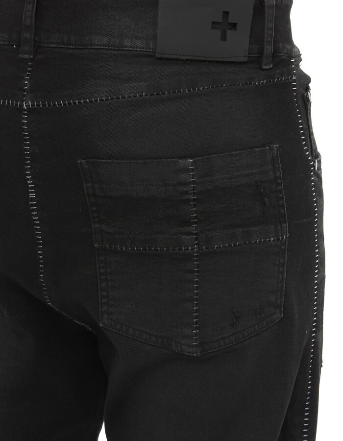 MD75 RESIN TREATED DISTRESSED STRAIGHT LEG JEANS