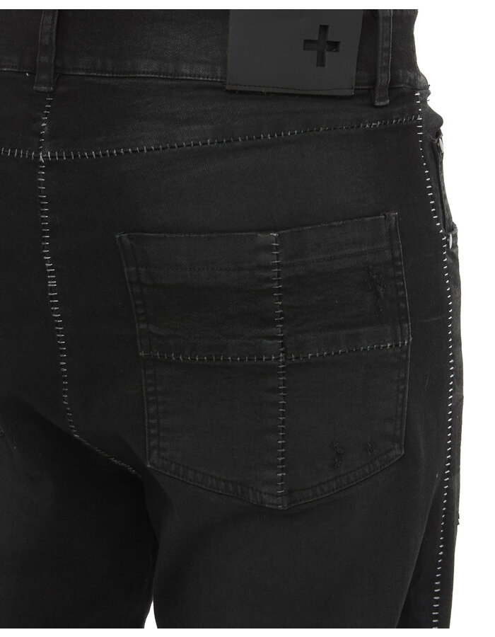 MD75 RESIN TREATED DISTRESSED STRAIGHT LEG JEANS