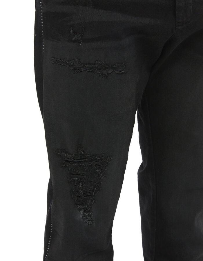 MD75 RESIN TREATED DISTRESSED STRAIGHT LEG JEANS
