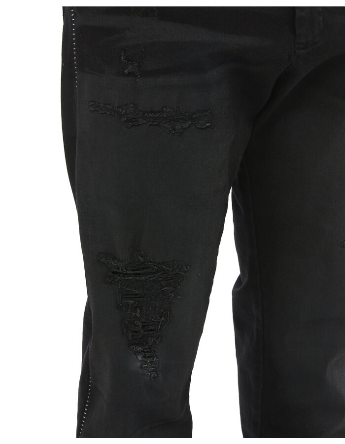 MD75 RESIN TREATED DISTRESSED STRAIGHT LEG JEANS