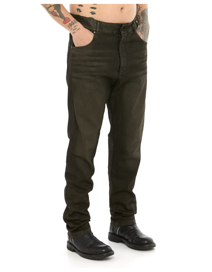 MD75 TAUPE RESIN COATED STRAIGHT LEG JEANS