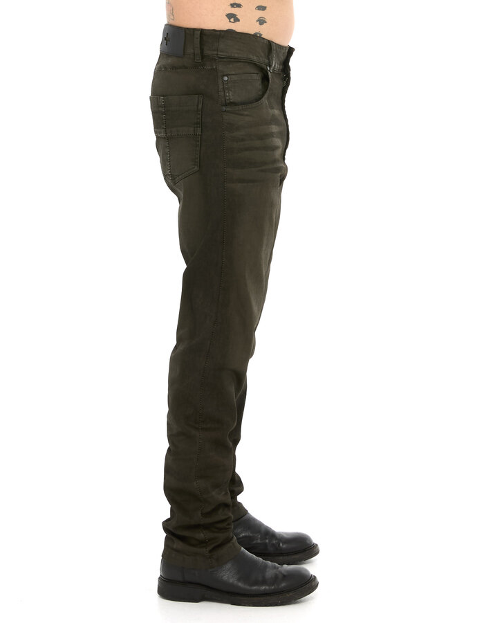 MD75 TAUPE RESIN COATED STRAIGHT LEG JEANS