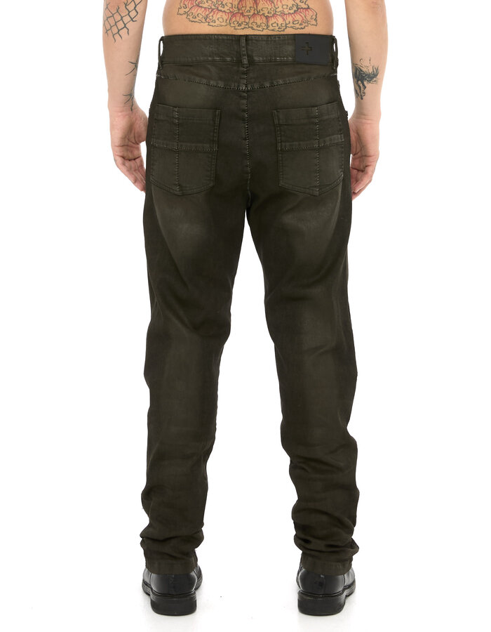 MD75 TAUPE RESIN COATED STRAIGHT LEG JEANS
