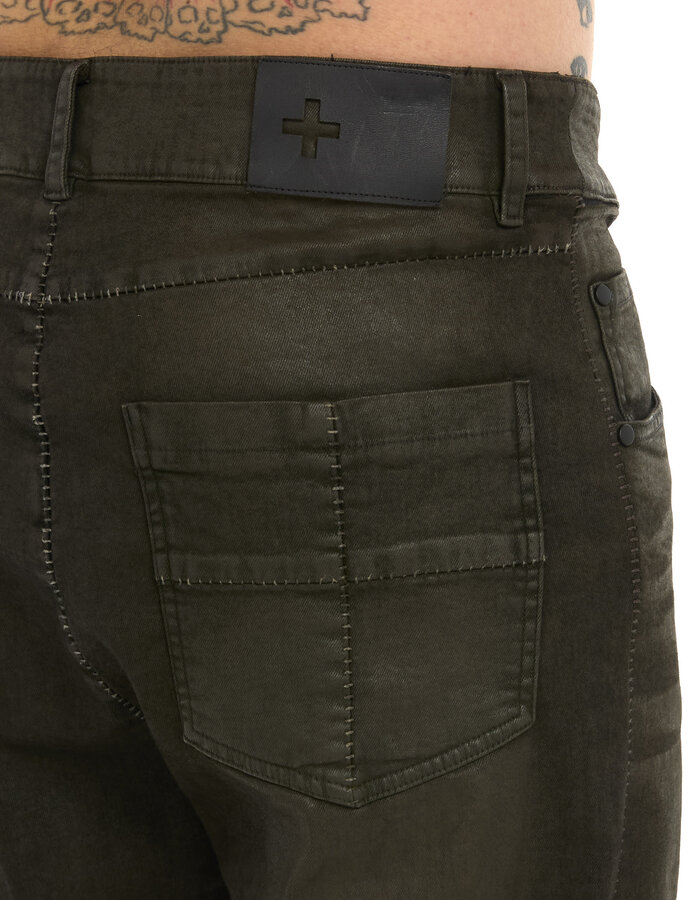 MD75 TAUPE RESIN COATED STRAIGHT LEG JEANS