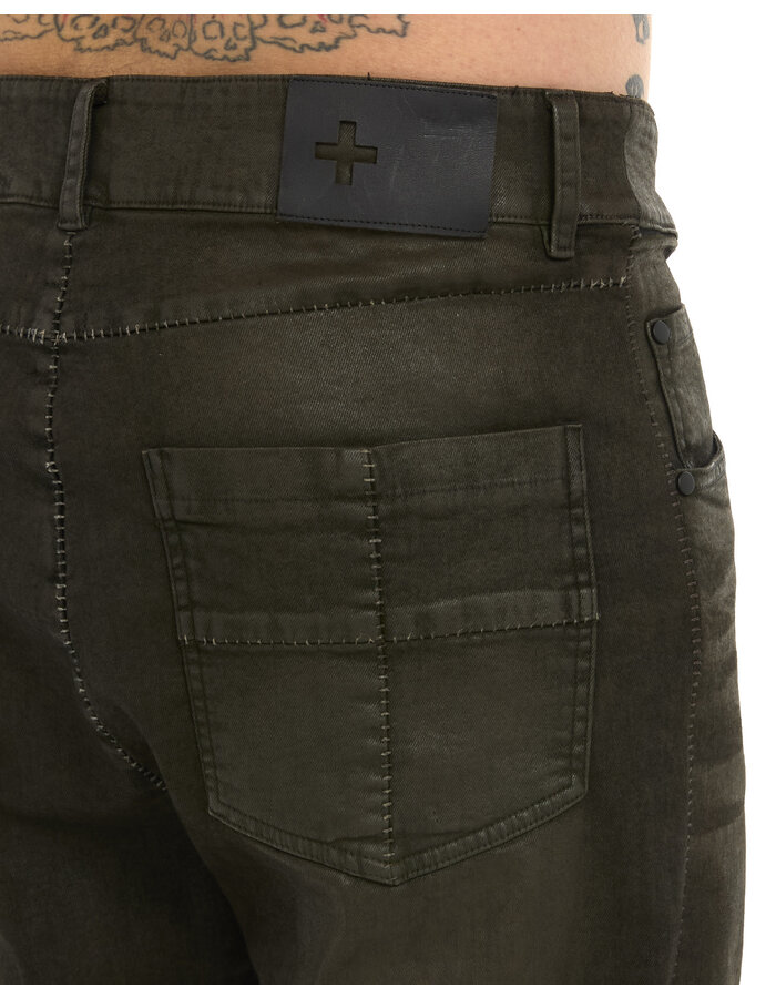 MD75 TAUPE RESIN COATED STRAIGHT LEG JEANS