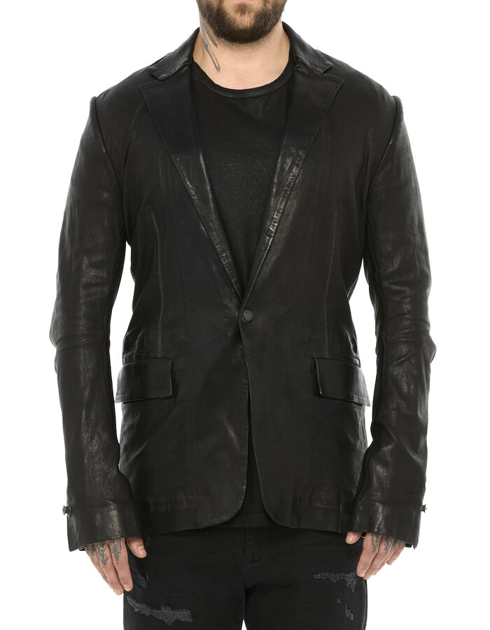 ISAAC SELLAM EXPERIENCE PIONNIER STRETCH LEATHER BLAZER