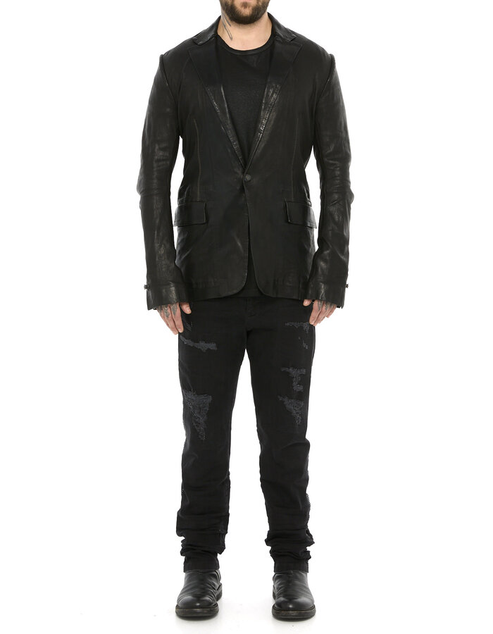 ISAAC SELLAM EXPERIENCE PIONNIER STRETCH LEATHER BLAZER
