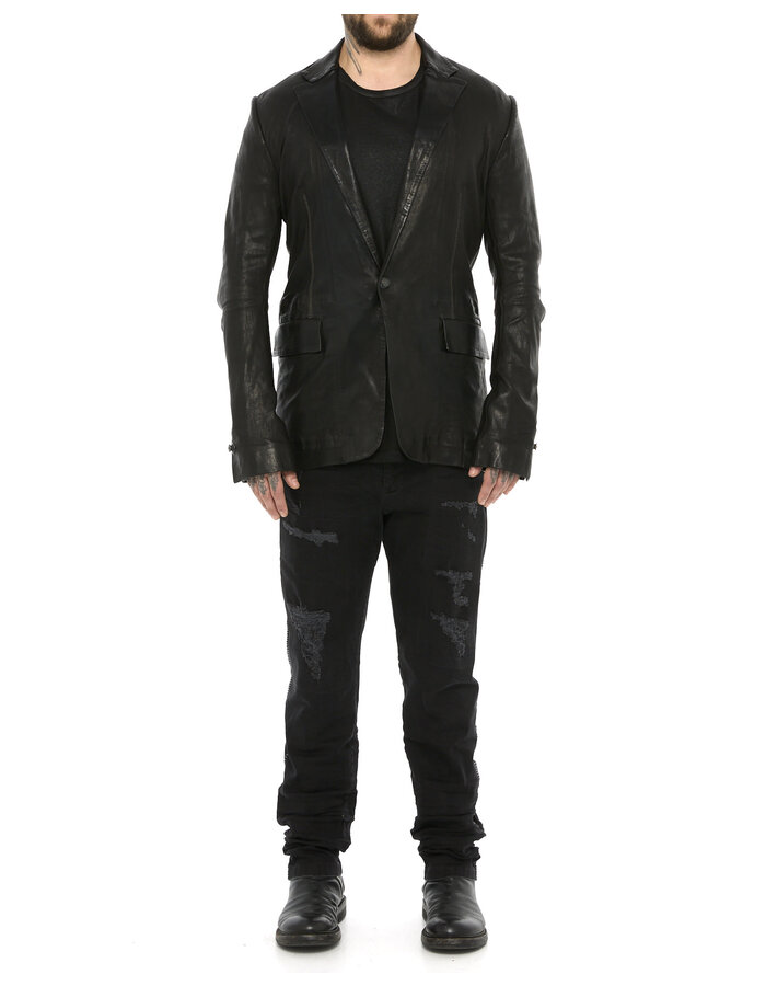 ISAAC SELLAM EXPERIENCE PIONNIER STRETCH LEATHER BLAZER
