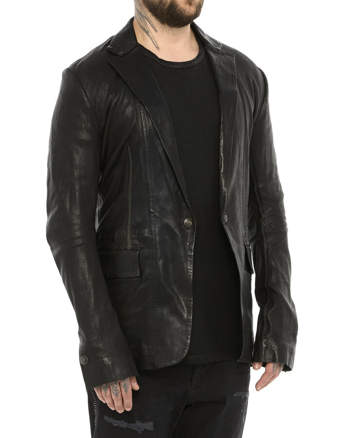 ISAAC SELLAM EXPERIENCE PIONNIER STRETCH LEATHER BLAZER