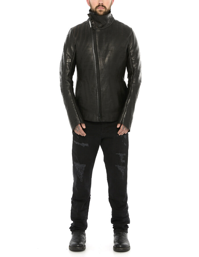 ISAAC SELLAM EXPERIENCE DISCAL WOOL BONDED LEATHER JACKET IN "VAGUE"