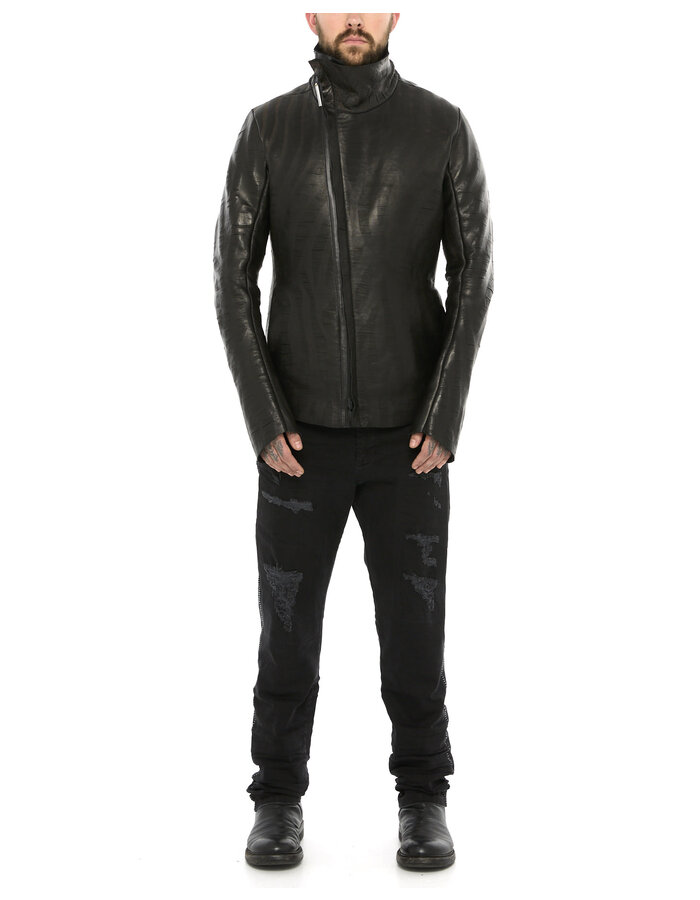 ISAAC SELLAM EXPERIENCE DISCAL WOOL BONDED LEATHER JACKET IN "VAGUE"