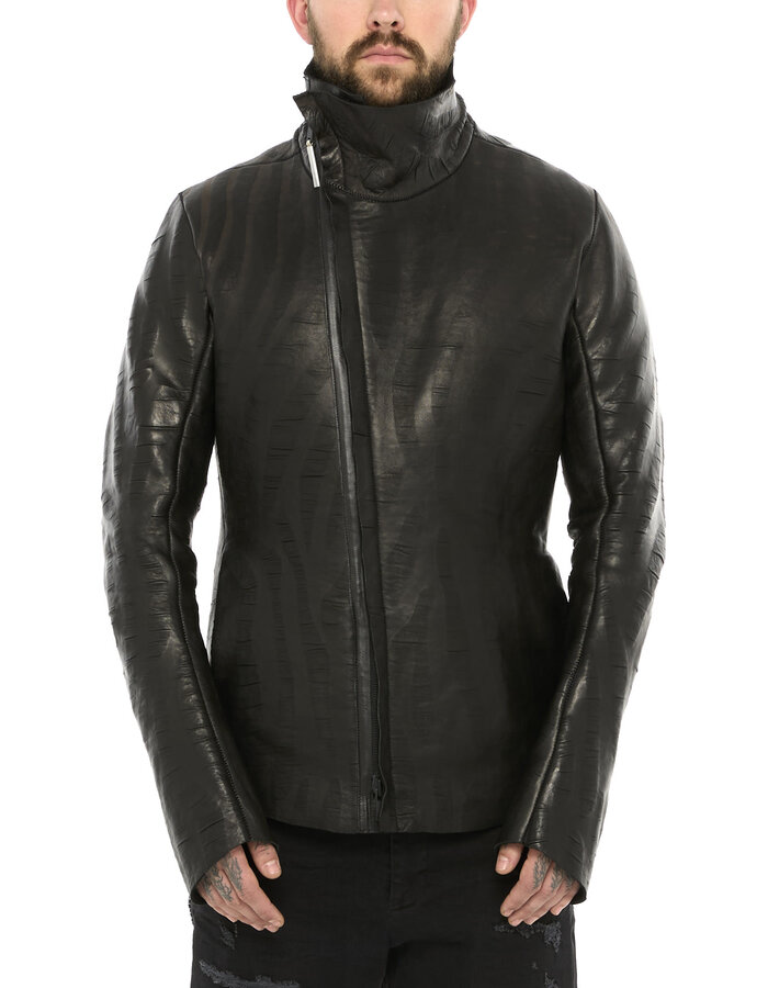 ISAAC SELLAM EXPERIENCE DISCAL WOOL BONDED LEATHER JACKET IN "VAGUE"