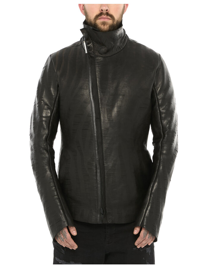 ISAAC SELLAM EXPERIENCE DISCAL WOOL BONDED LEATHER JACKET IN "VAGUE"