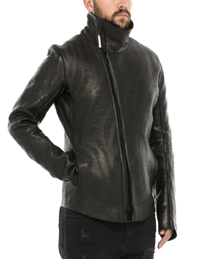ISAAC SELLAM EXPERIENCE DISCAL WOOL BONDED LEATHER JACKET IN "VAGUE"