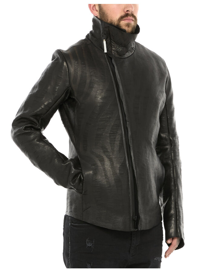 ISAAC SELLAM EXPERIENCE DISCAL WOOL BONDED LEATHER JACKET IN "VAGUE"