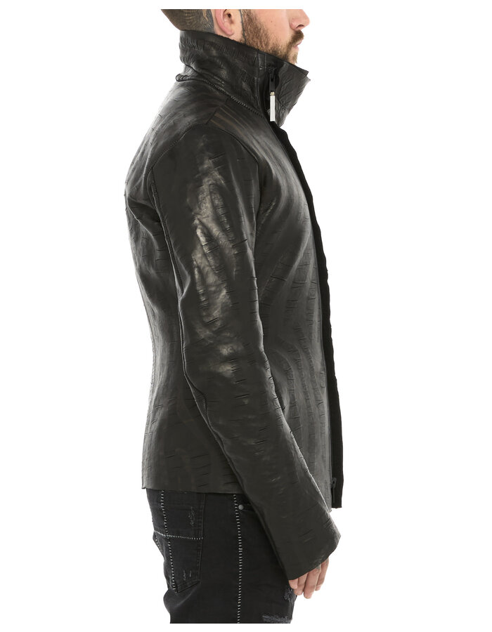 ISAAC SELLAM EXPERIENCE DISCAL WOOL BONDED LEATHER JACKET IN "VAGUE"