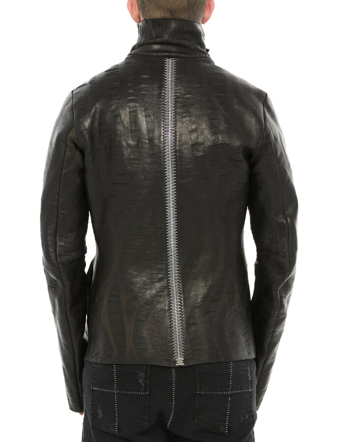 ISAAC SELLAM EXPERIENCE DISCAL WOOL BONDED LEATHER JACKET IN "VAGUE"