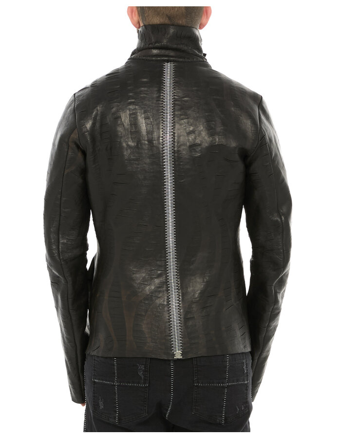 ISAAC SELLAM EXPERIENCE DISCAL WOOL BONDED LEATHER JACKET IN "VAGUE"