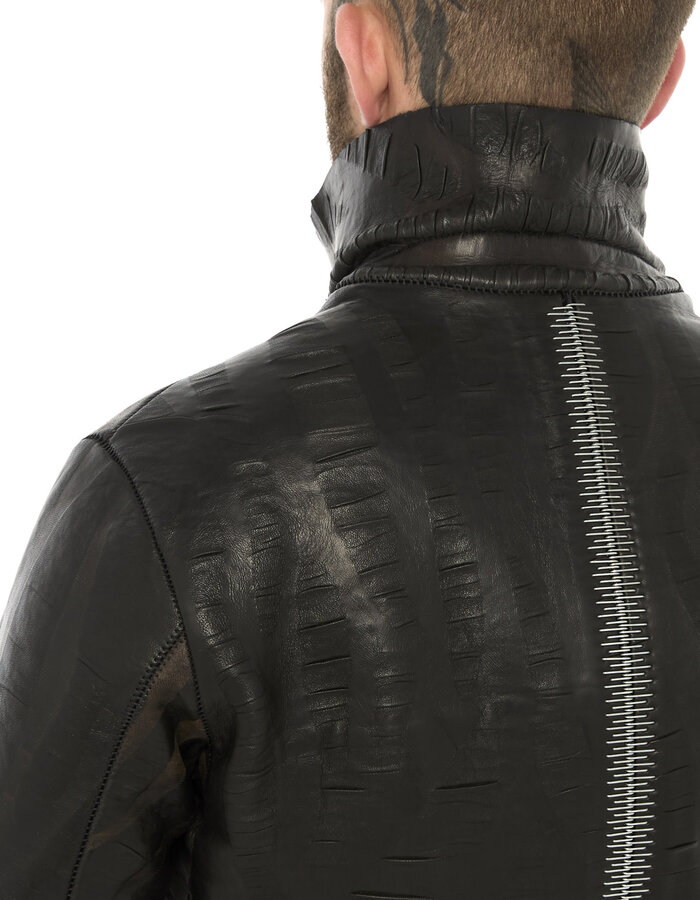 ISAAC SELLAM EXPERIENCE DISCAL WOOL BONDED LEATHER JACKET IN "VAGUE"