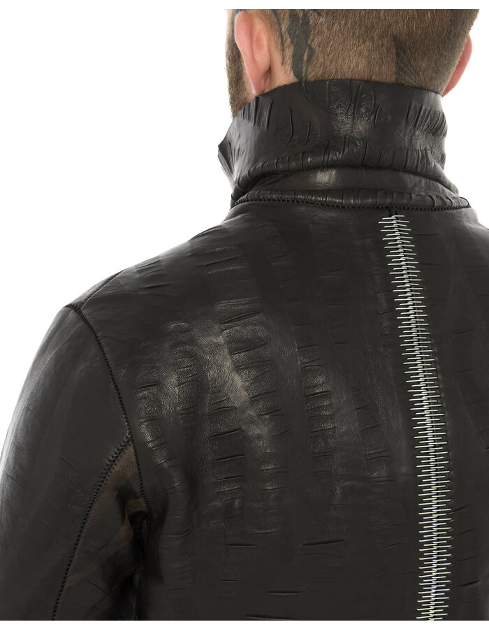ISAAC SELLAM EXPERIENCE DISCAL WOOL BONDED LEATHER JACKET IN "VAGUE"
