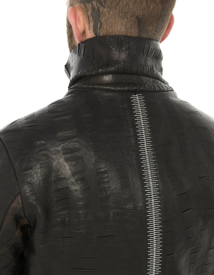 ISAAC SELLAM EXPERIENCE DISCAL WOOL BONDED LEATHER JACKET IN "VAGUE"
