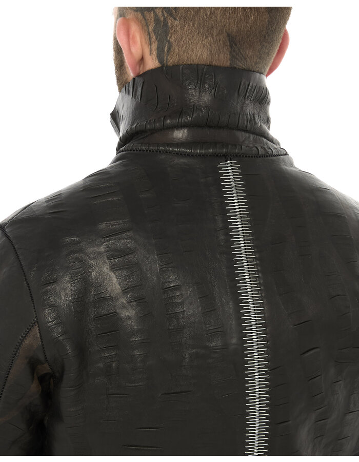 ISAAC SELLAM EXPERIENCE DISCAL WOOL BONDED LEATHER JACKET IN "VAGUE"