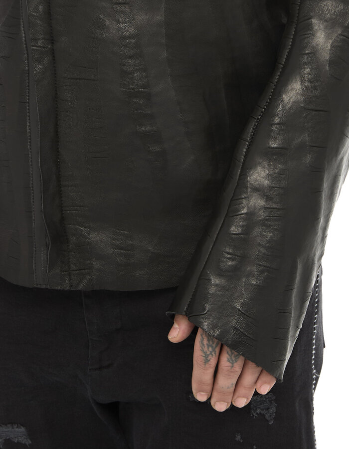 ISAAC SELLAM EXPERIENCE DISCAL WOOL BONDED LEATHER JACKET IN "VAGUE"