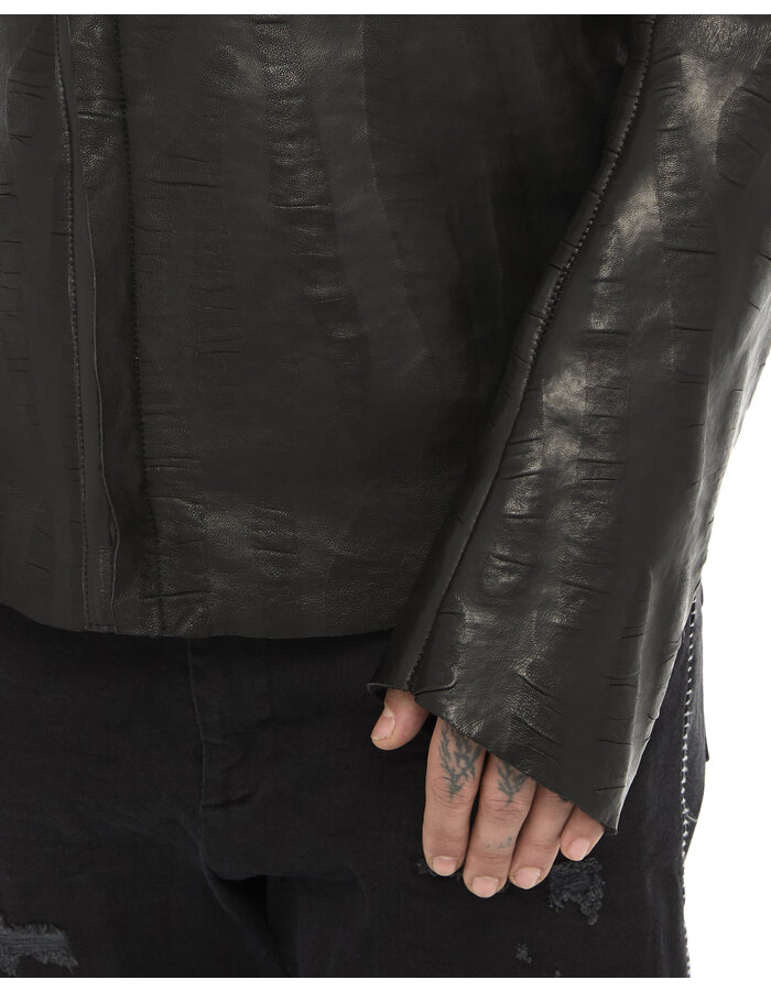 ISAAC SELLAM EXPERIENCE DISCAL WOOL BONDED LEATHER JACKET IN "VAGUE"