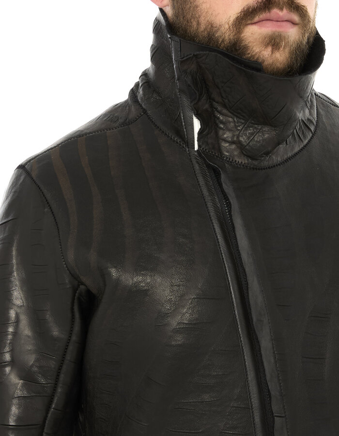 ISAAC SELLAM EXPERIENCE DISCAL WOOL BONDED LEATHER JACKET IN "VAGUE"