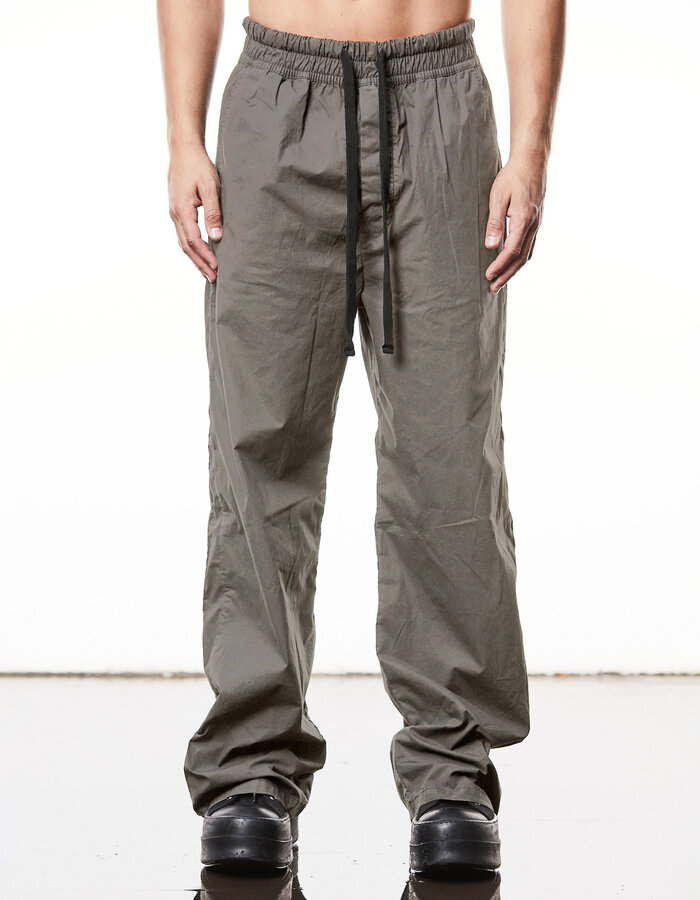 THOM KROM WASHED COTTON STRAIGHT LEG TROUSER - ROCK