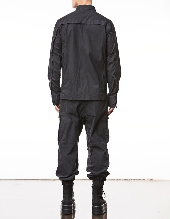 THOM KROM WASHED COTTON SHIRT WITH POCKET - BLACK