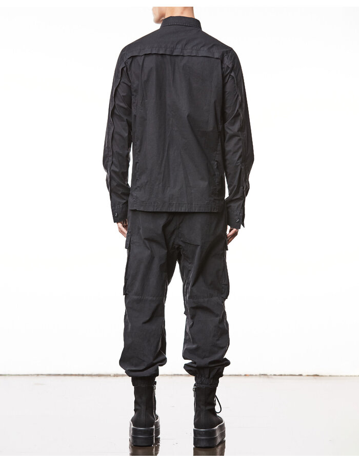 THOM KROM WASHED COTTON SHIRT WITH POCKET - BLACK