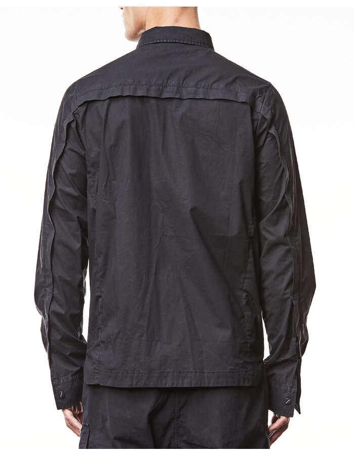THOM KROM WASHED COTTON SHIRT WITH POCKET - BLACK
