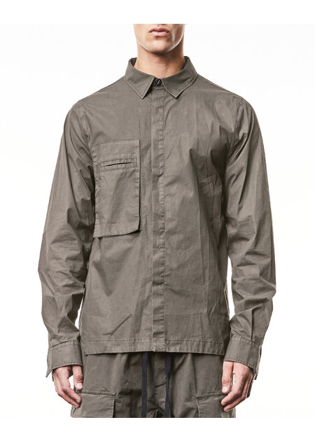 THOM KROM WASHED COTTON SHIRT WITH POCKET - ROCK