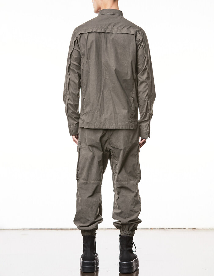 THOM KROM WASHED COTTON SHIRT WITH POCKET - ROCK