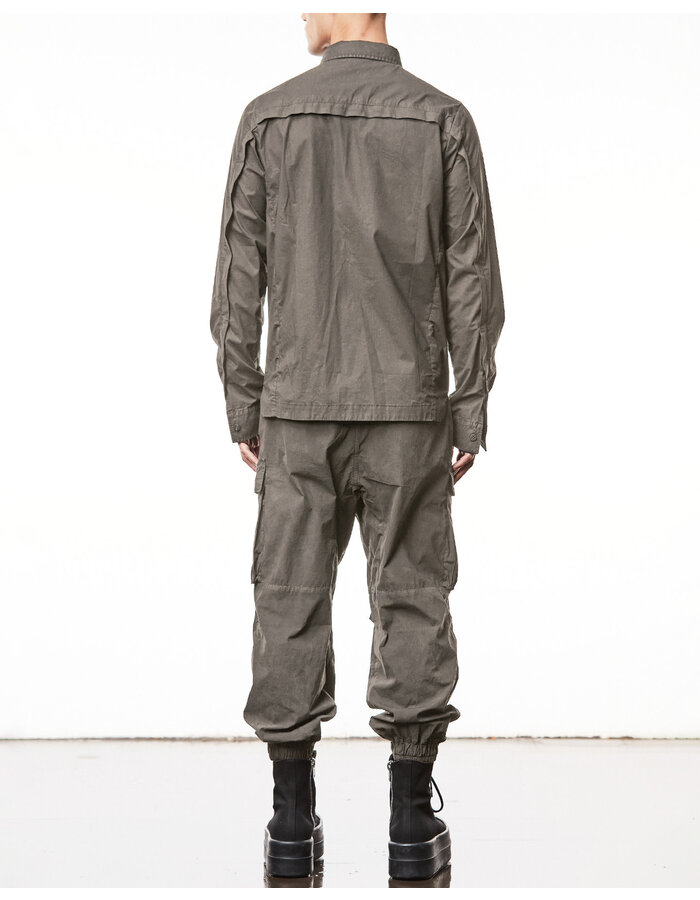 THOM KROM WASHED COTTON SHIRT WITH POCKET - ROCK