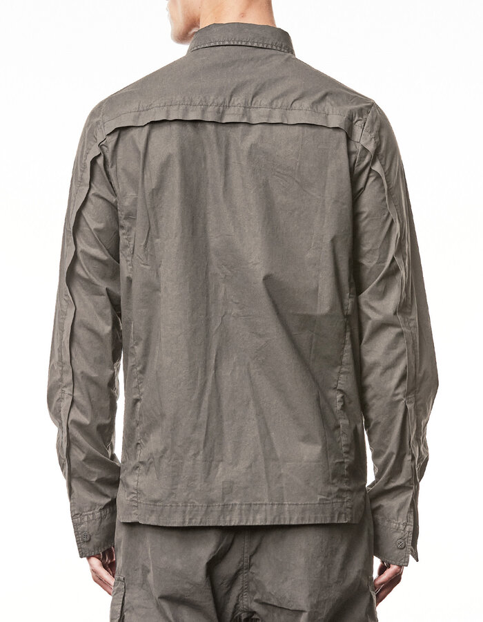 THOM KROM WASHED COTTON SHIRT WITH POCKET - ROCK
