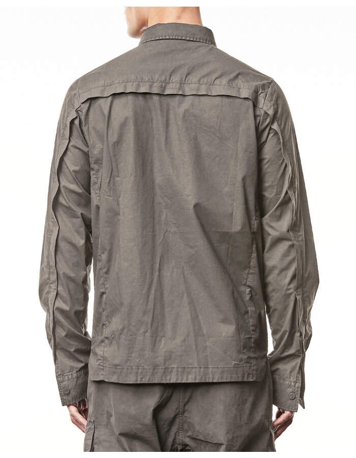 THOM KROM WASHED COTTON SHIRT WITH POCKET - ROCK