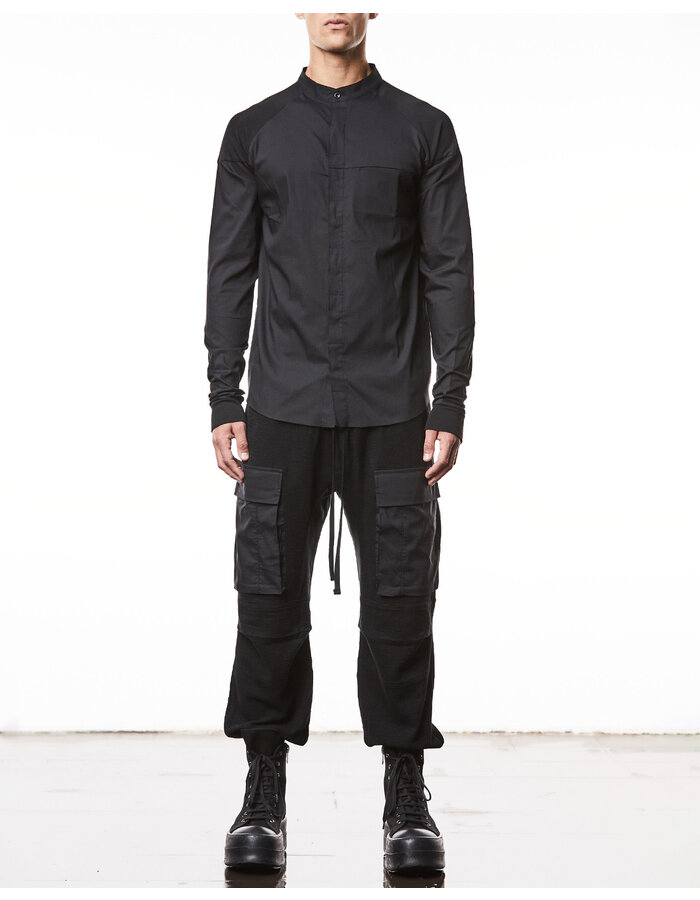 THOM KROM RIB CUFF MANDARIN SHIRT