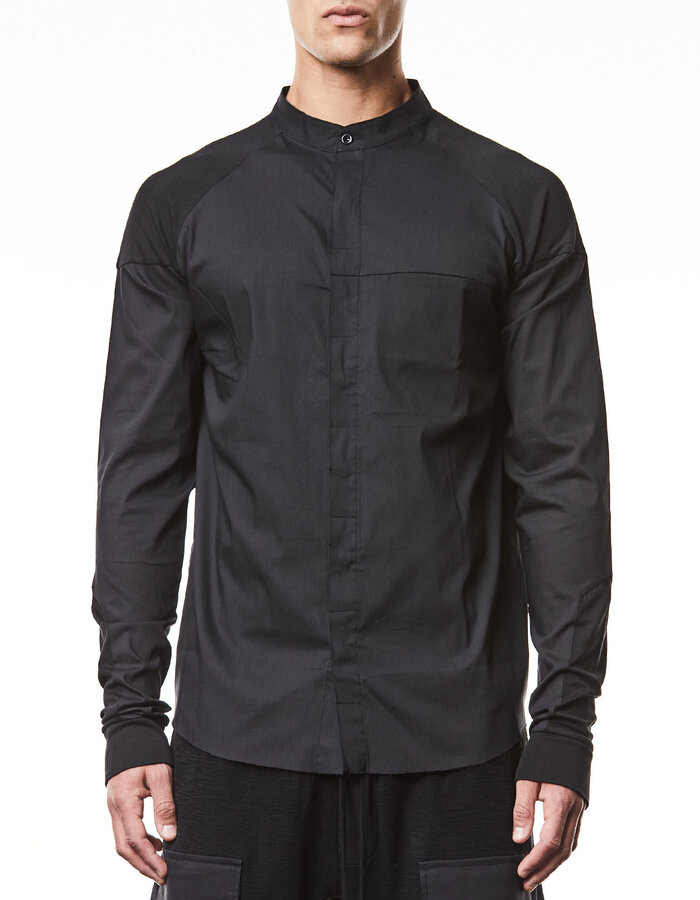THOM KROM RIB CUFF MANDARIN SHIRT